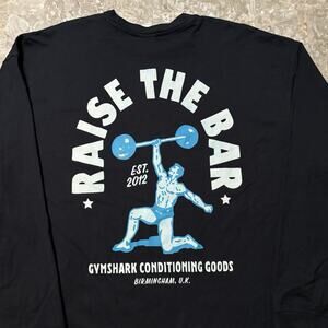 Gymshark Shirt Mens XL Black Long Sleeve Raise The Bar Graphic Tee Gym